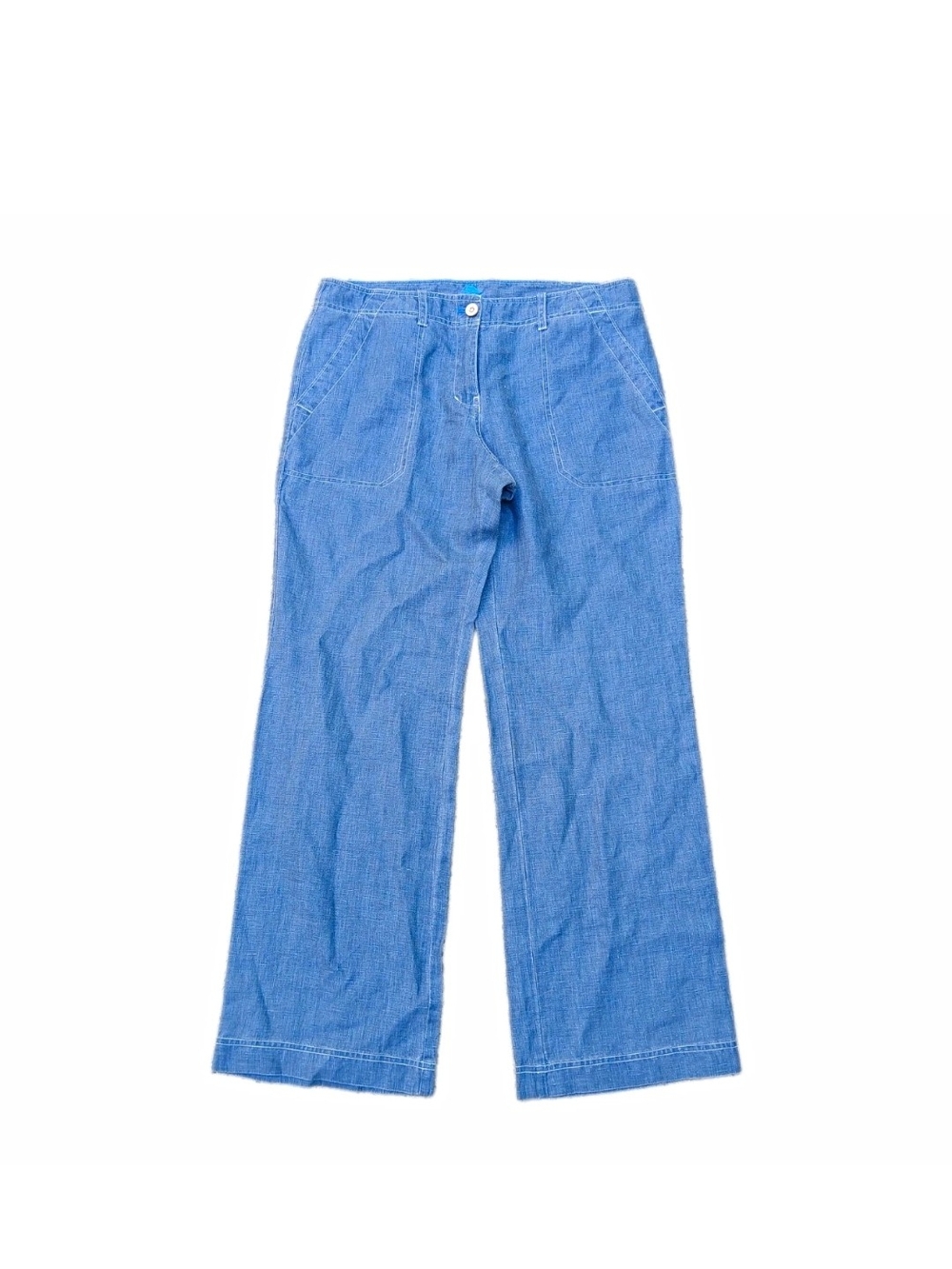 Tommy Bahama 100% Linen Wide-Leg Sea Glass Blue Pants Womens 10
